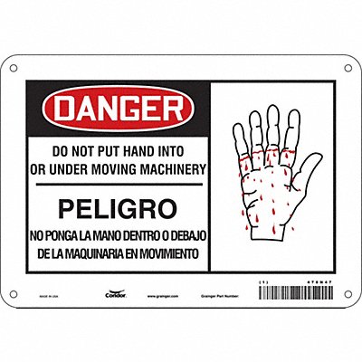 CONDOR 478N47 Safety Sign 7 in x 10 in Aluminum