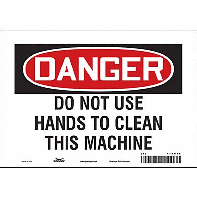 CONDOR 478N89 Safety Sign 7 in x 10 in Vinyl