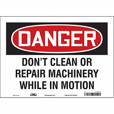 CONDOR 478N97 Safety Sign 10 inx14 in Vinyl