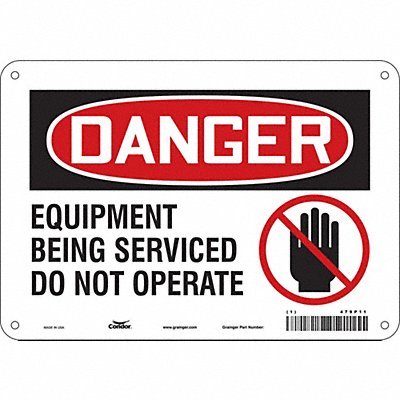 CONDOR 478P11 Safety Sign 7 in x 10 in Polyethylene