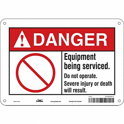CONDOR 478P21 Safety Sign 7 in x 10 in Aluminum