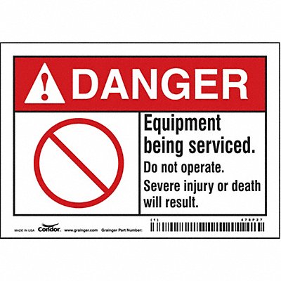 CONDOR 478P27 Safety Sign 3.5in x 5in Vinyl