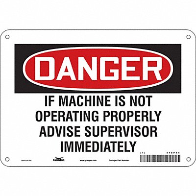 CONDOR 478P44 Safety Sign 7 in x 10 in Aluminum