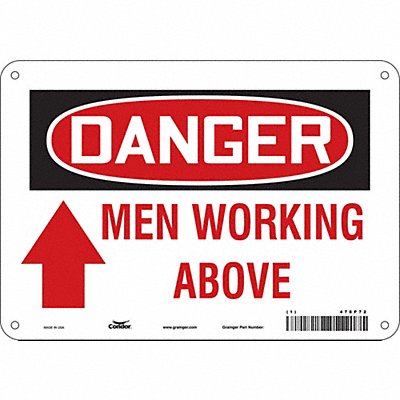 CONDOR 478P72 J6936 Safety Sign 7 in x 10 in Aluminum