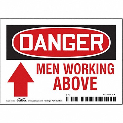 CONDOR 478P78 J6936 Safety Sign 3.5in x 5in Vinyl