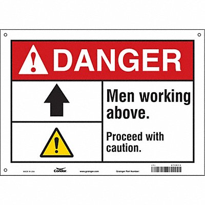 CONDOR 478R13 Safety Sign 10 in x 14 in Vinyl