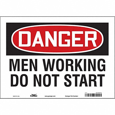 CONDOR 478R36 Safety Sign 10 in x 14 in Vinyl
