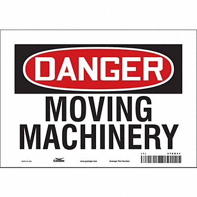 CONDOR 478R41 Safety Sign 7 in x 10 in Vinyl