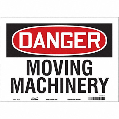 CONDOR 478R42 Safety Sign 10 inx14 in Vinyl