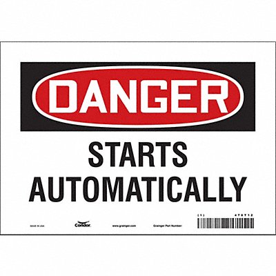 CONDOR 478T12 Safety Sign 7 in x 10 in Vinyl