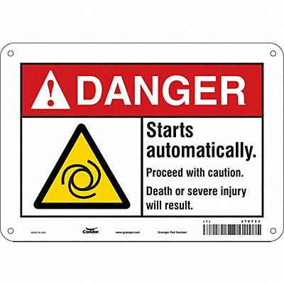 CONDOR 478T23 Safety Sign 7 in x 10 in Aluminum