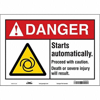 CONDOR 478T28 Safety Sign 10 in x 14 in Vinyl