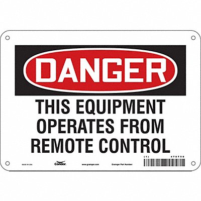 CONDOR 478T50 Safety Sign 7 in x 10 in Polyethylene