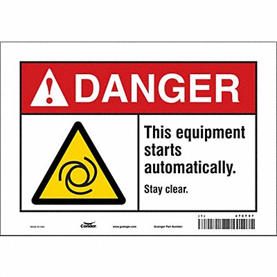CONDOR 478T97 Safety Sign 7 in x 10 in Vinyl