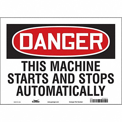 CONDOR 478U11 Safety Sign 10 in x 14 in Vinyl