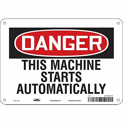 CONDOR 478U24 Safety Sign 7 in x 10 in Aluminum