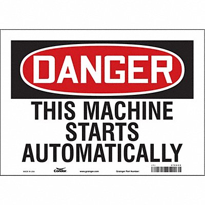 CONDOR 478U29 Safety Sign 10 in x 14 in Vinyl