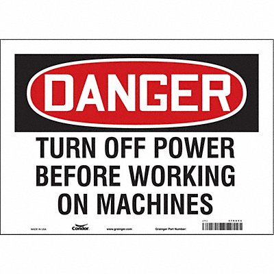 CONDOR 478U53 Safety Sign 10 in x 14 in Vinyl