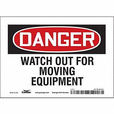 CONDOR 478U83 Safety Sign 5 in x 7 in Vinyl