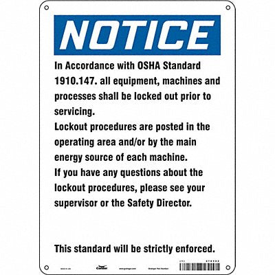 CONDOR 478V02 Safety Sign 14 inx10 in Aluminum