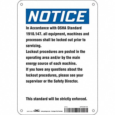 CONDOR 478V10 Safety Sign 10 in x 7 in Vinyl