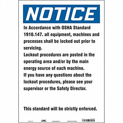 CONDOR 478V12 Safety Sign 20 in x 14 in Vinyl