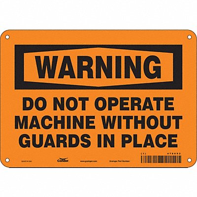 CONDOR 478V93 Safety Sign 7 in x 10 in Aluminum