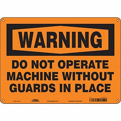 CONDOR 478V97 Safety Sign 10 in x 14 in Polyethylene