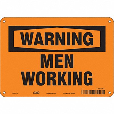 CONDOR 478W58 Safety Sign 7 in x 10 in Aluminum
