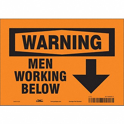 CONDOR 478W81 Safety Sign 7 in x 10 in Vinyl