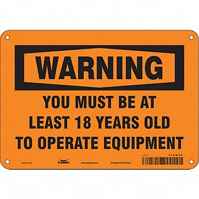 CONDOR 478W96 Safety Sign 7 in x 10 in Aluminum