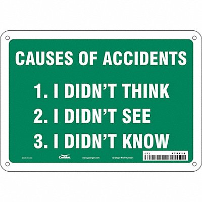 CONDOR 478X16 Safety Sign 7 in x 10 in Polyethylene