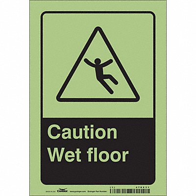CONDOR 478X31 Safety Sign 10 in x 7 in Glow Vinyl