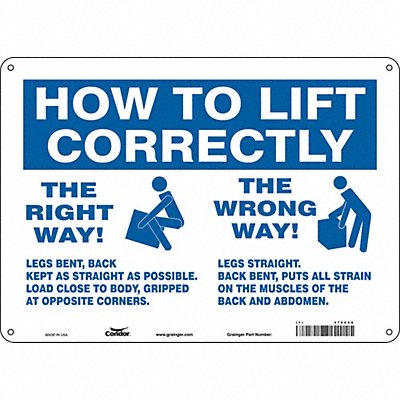 CONDOR 478X68 J9969 Safety Sign 10 in x 14 in Aluminum