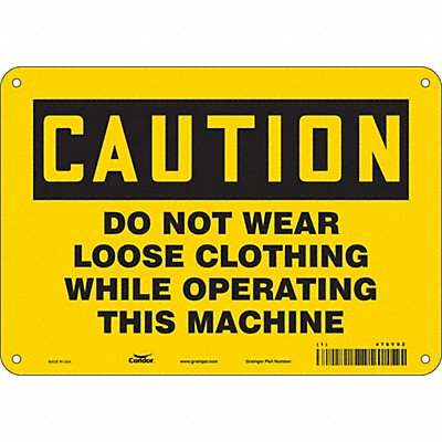 CONDOR 478Y92 Safety Sign 7 in x 10 in Polyethylene