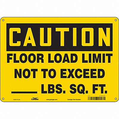 CONDOR 478Y99 Safety Sign 10 inx14 in Aluminum
