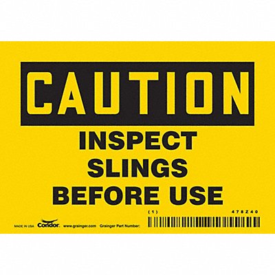CONDOR 478Z40 Safety Sign 3 1/2 inx5 in Vinyl