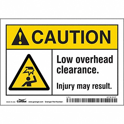 CONDOR 478Z87 Safety Sign 3.5in x 5in Vinyl