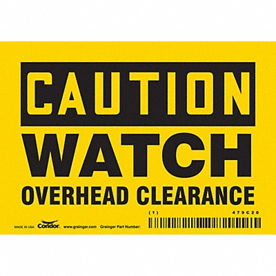 CONDOR 479C20 Safety Sign 3 1/2 inx5 in Vinyl