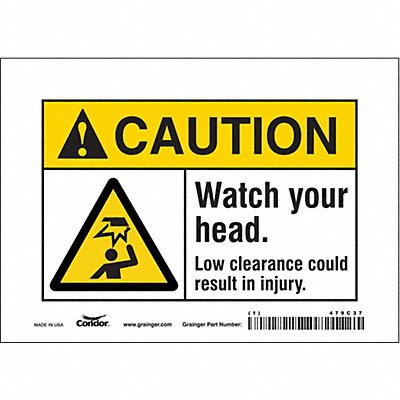 CONDOR 479C37 Safety Sign 5 inx7 in Vinyl
