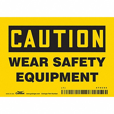 CONDOR 479C60 Safety Sign 3 1/2 inx5 in Vinyl