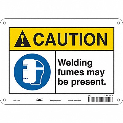 CONDOR 479C64 Safety Sign 7 in x 10 in Aluminum