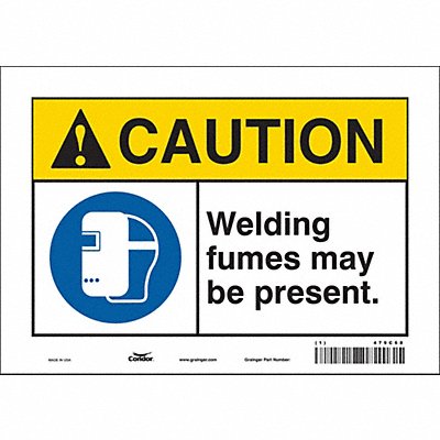 CONDOR 479C68 Safety Sign 7 in x 10 in Vinyl