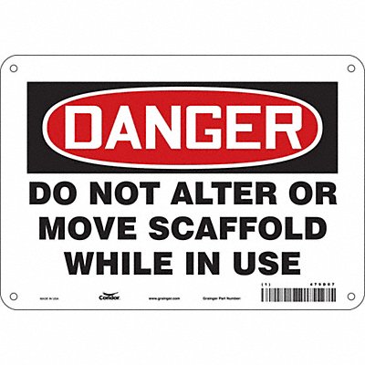 CONDOR 479D07 Safety Sign 7 in x 10 in Polyethylene