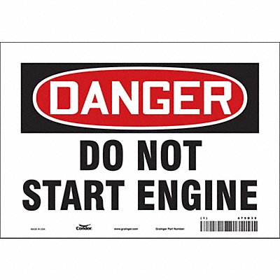 CONDOR 479D39 Safety Sign 7 in x 10 in Vinyl