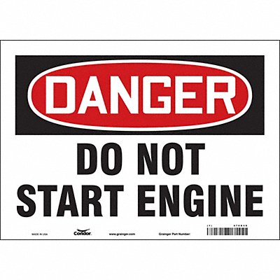 CONDOR 479D40 Safety Sign 10 in x 14 in Vinyl