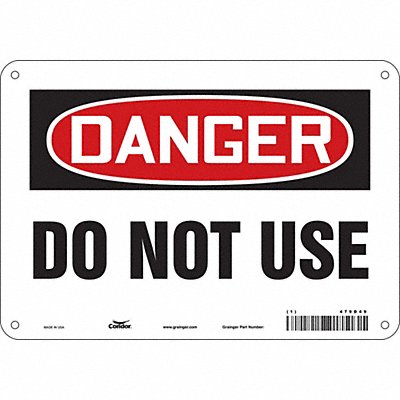 CONDOR 479D49 Safety Sign 7 in x 10 in Polyethylene