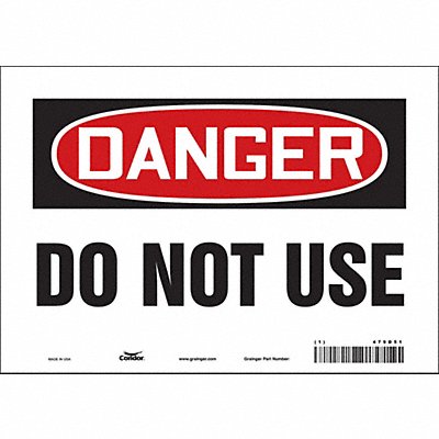 CONDOR 479D51 Safety Sign 7 in x 10 in Vinyl