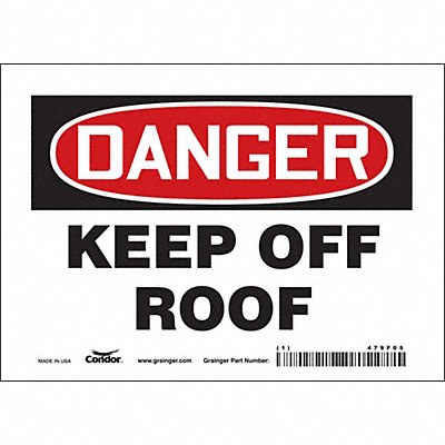 CONDOR 479F05 Safety Sign 5 in x 7 in Vinyl