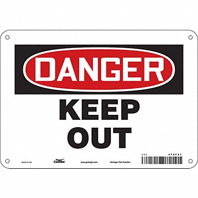 CONDOR 479F21 Safety Sign 7 in x 10 in Aluminum